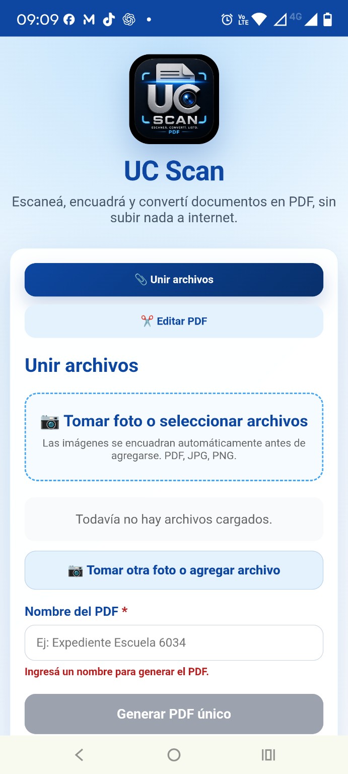 UC Scan funcionando en celular